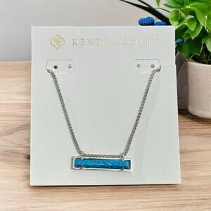 NWT! Kendra Scott Leanor Silver Short Pendant in Bronze Veined Turquoise